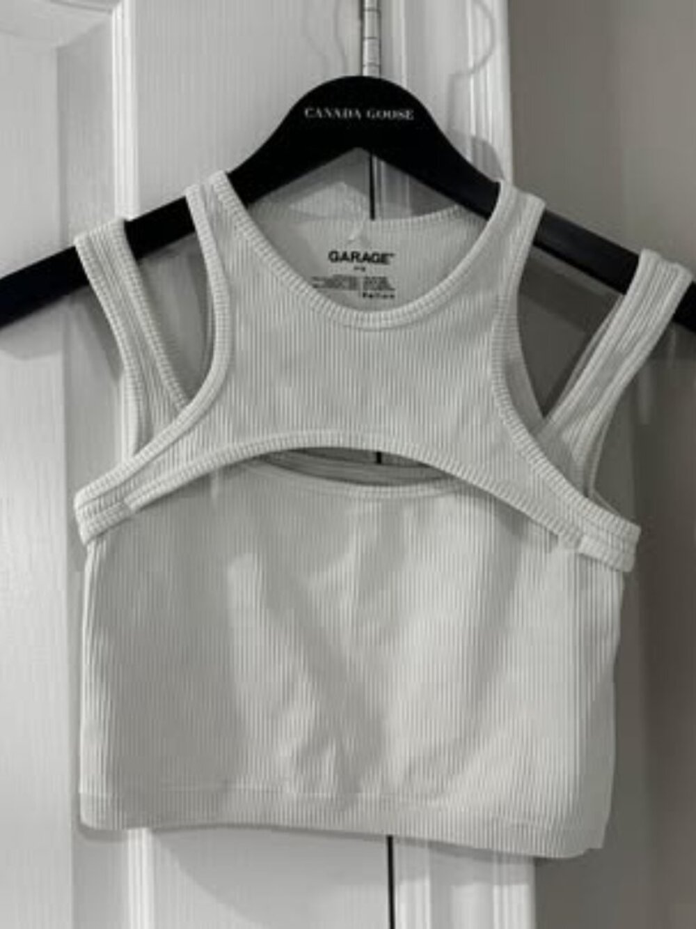 Garage White Ribbed Cutout Tank Top - Size P/S